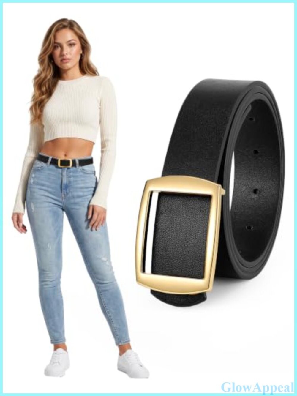 Women's No-Tail PU Leather Waist Belt Detachable Square Buckle